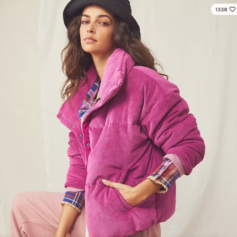 Free People Cord Weekender Puffer Jacket